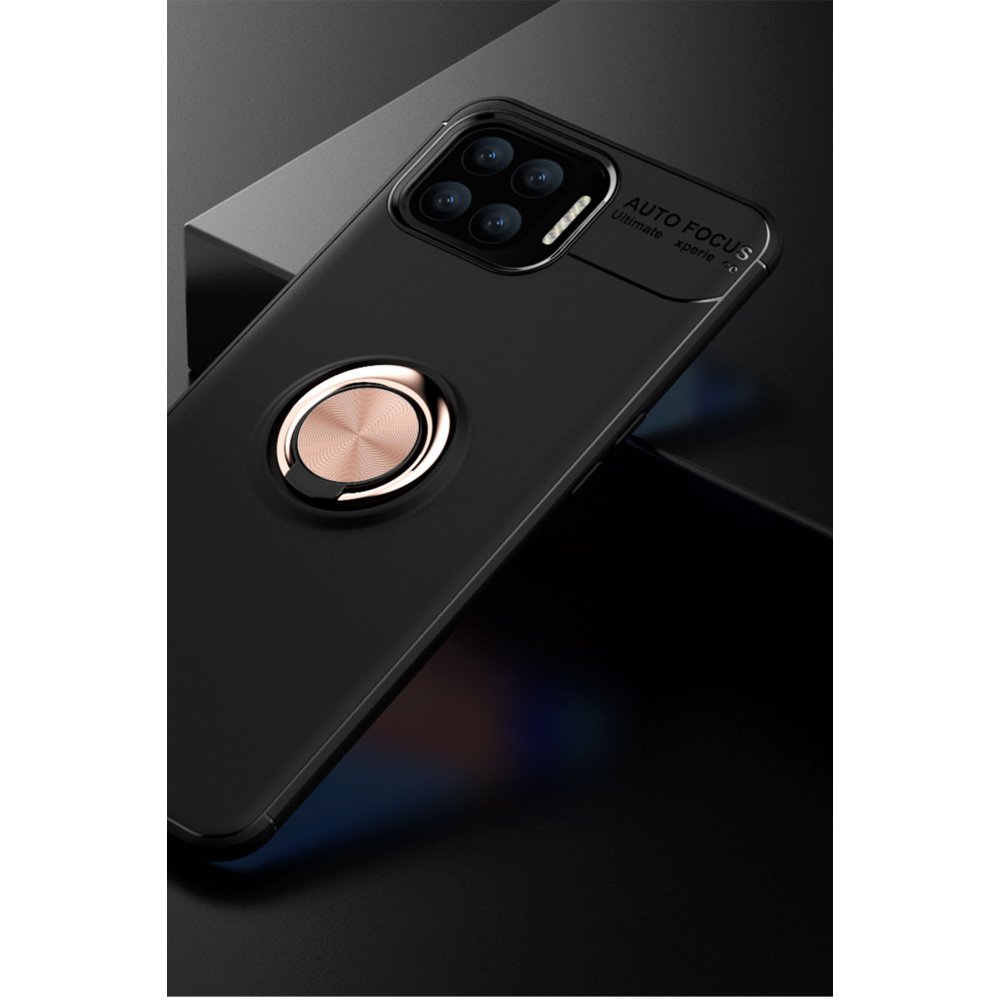 Oppo Reno 4 Lite Kılıf Range Yüzüklü Silikon - Siyah-Gold Oppo Reno 4 Lite Kılıf Range Yüzüklü Silikon - Siyah-Gold