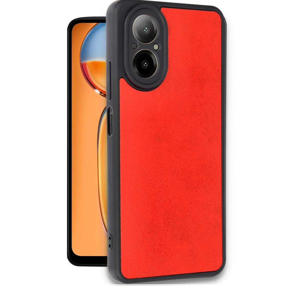 Realme 12 Lite Kılıf Aras Deri Kapak - Kırmızı  Realme 12 Lite Kılıf Aras Deri Kapak - Kırmızı