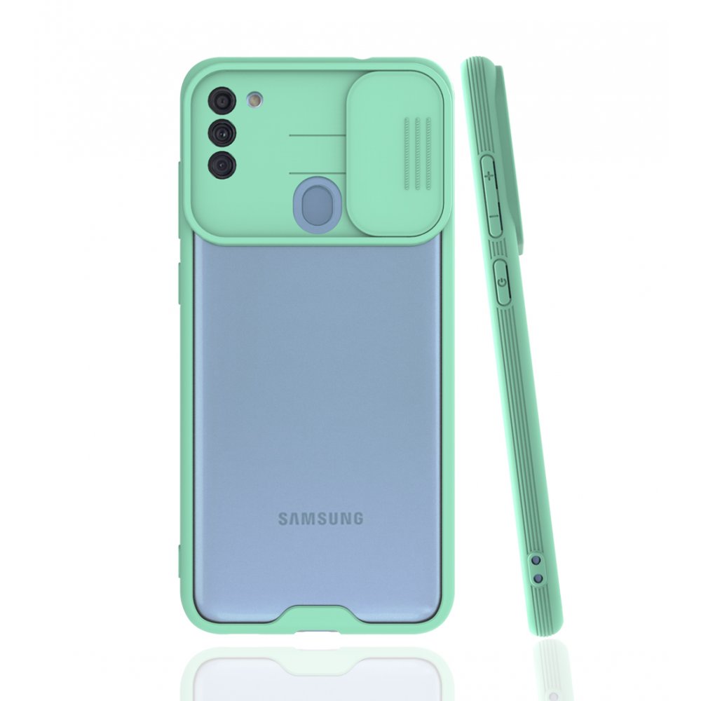  Samsung Galaxy A11 Kılıf Platin Kamera Koruma Silikon - Açık Yeşil