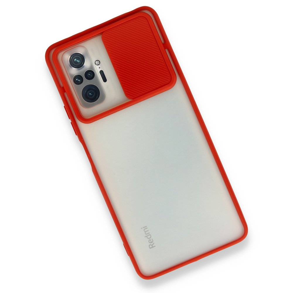 Redmi Note 10 Pro Kılıf Palm Buzlu Kamera Sürgülü Silikon - Kırmızı