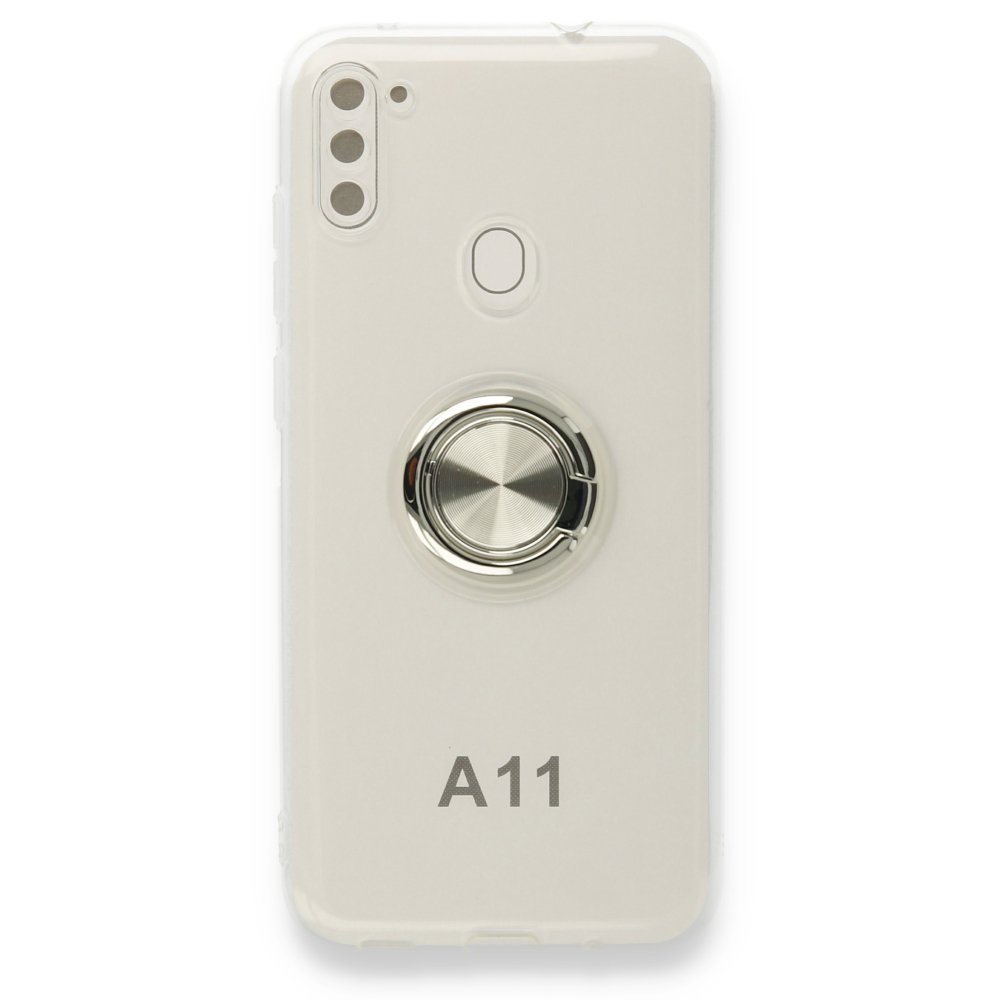  Samsung Galaxy A11 Kılıf Gros Yüzüklü Silikon - Gümüş