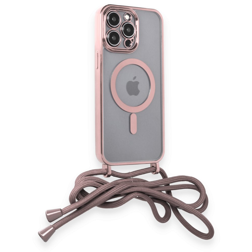  iPhone 13 Pro Max Kılıf Divo Lazer Askılı Magsafe Kapak - Pembe