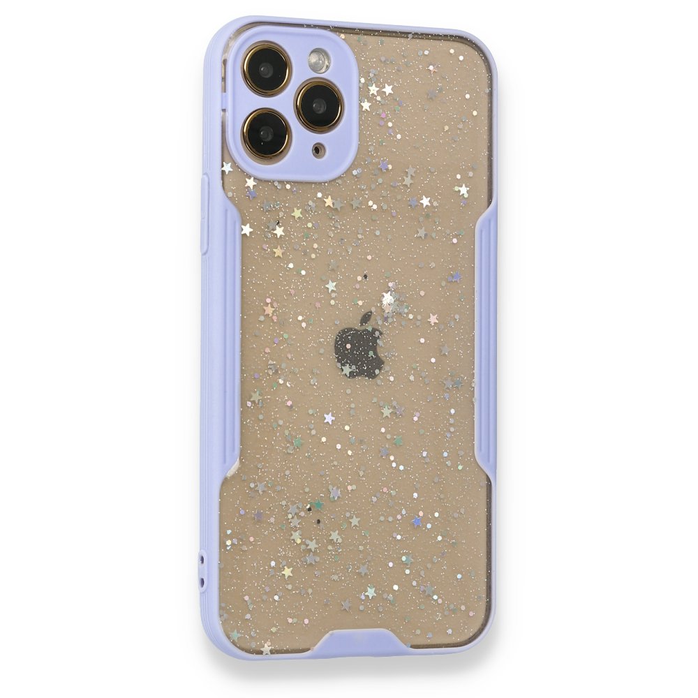  iPhone 11 Pro Max Kılıf Platin Simli Silikon - Lila