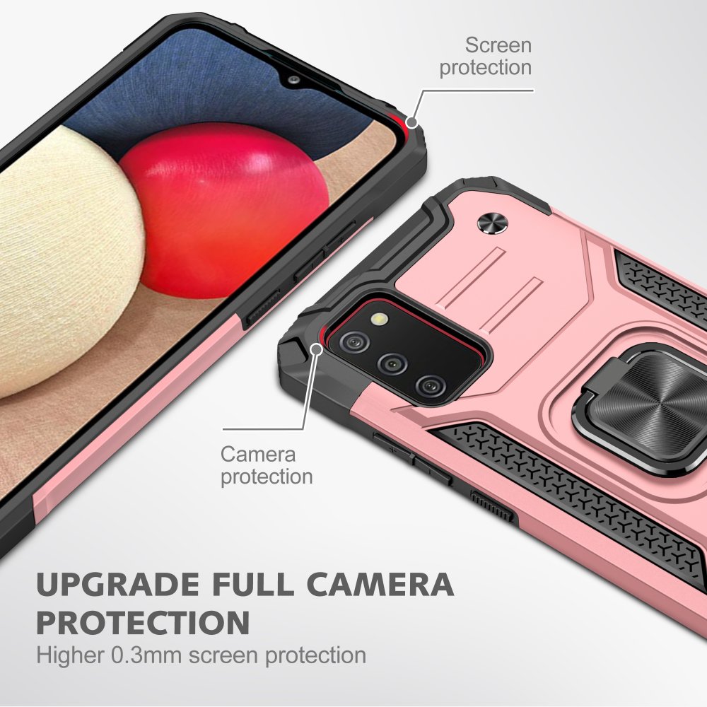  Samsung Galaxy A02S Kılıf Zegna Yüzüklü Silikon Kapak - Rose