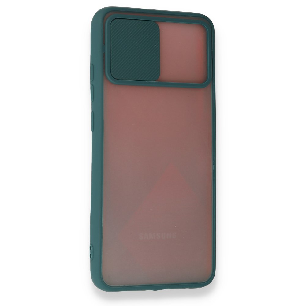  Samsung Galaxy A03S Kılıf Palm Buzlu Kamera Sürgülü Silikon - Yeşil