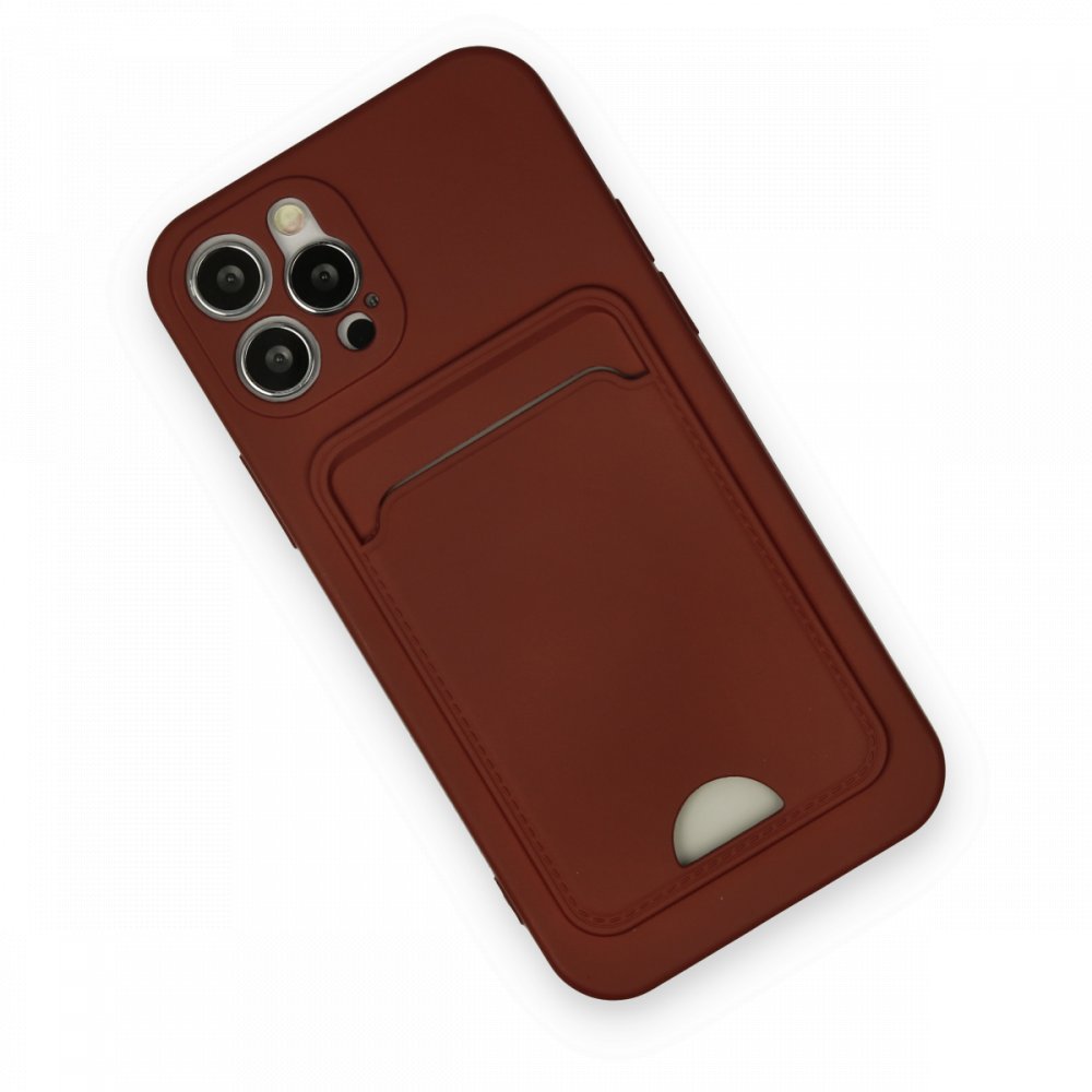  iPhone 12 Pro Kılıf Kelvin Kartvizitli Silikon - Bordo