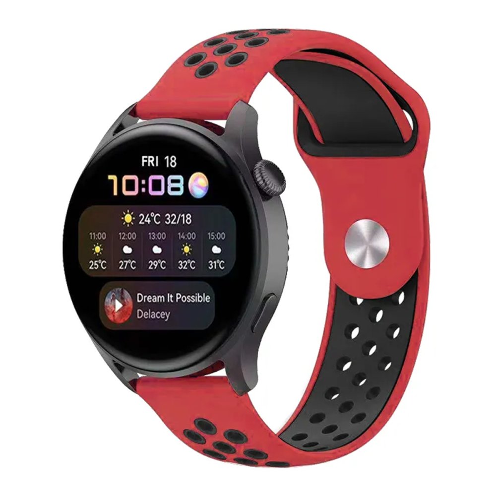  GT4 46mm 22mm Spor Delikli Kordon - Kırmızı-Siyah