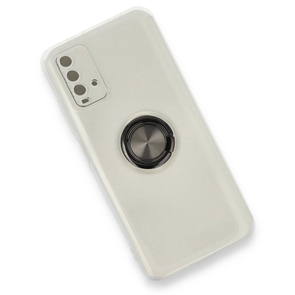 Redmi Note 9 4G Kılıf Gros Yüzüklü Silikon - Siyah