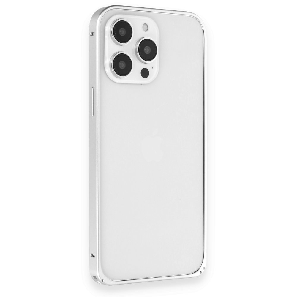 Joko iPhone 15 Pro Max Metal Bumper Mat Kapak - Gümüş