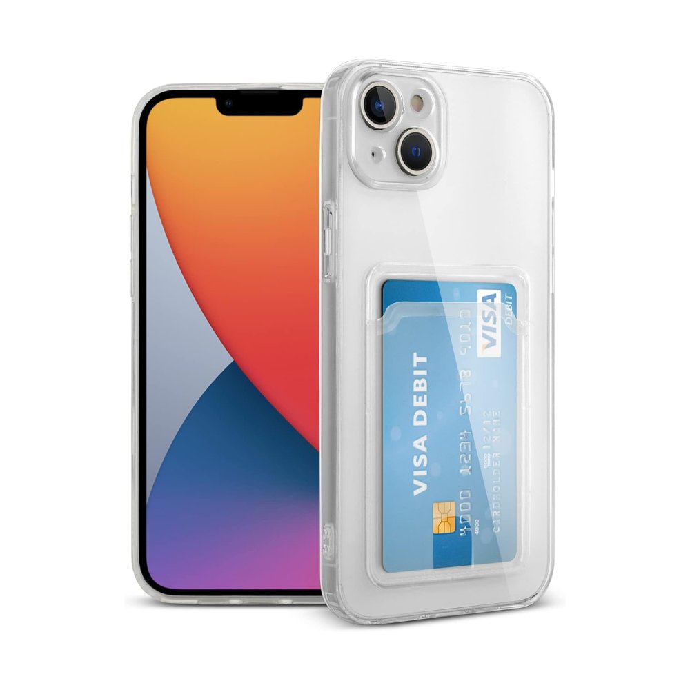  iPhone 14 Kılıf Kart Şeffaf Silikon - Şeffaf