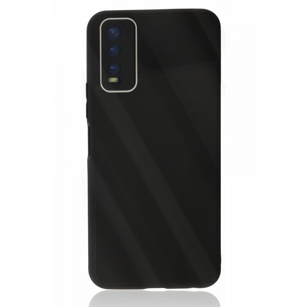  Vivo Y11S Kılıf Glass Kapak - Siyah