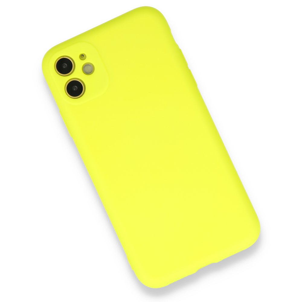  iPhone 11 Kılıf Nano içi Kadife Silikon - Sarı