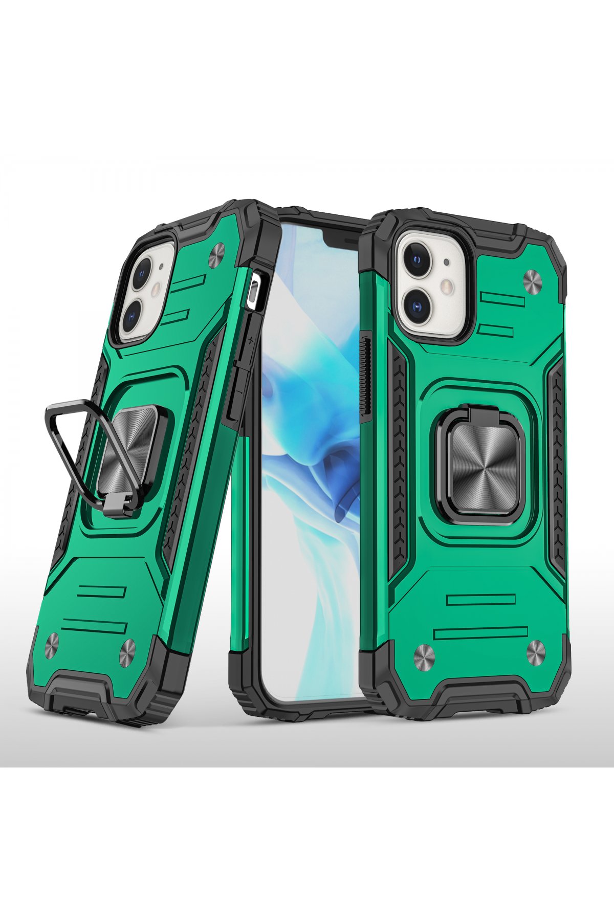 iPhone 12 Mini Kılıf Zegna Yüzüklü Silikon Kapak - Koyu Yeşil iPhone 12 Mini Kılıf Zegna Yüzüklü Silikon Kapak - Koyu Yeşil
