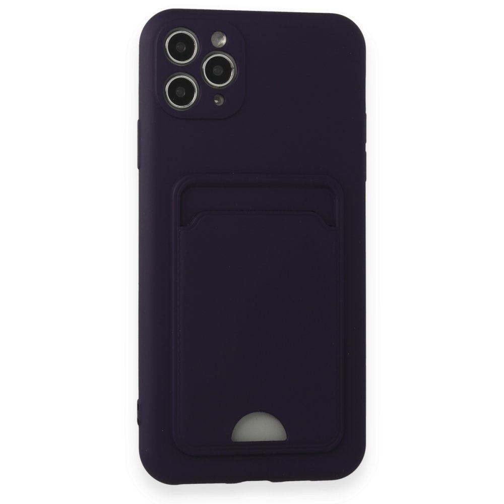  iPhone 11 Pro Max Kılıf Kelvin Kartvizitli Silikon - Derin Mor