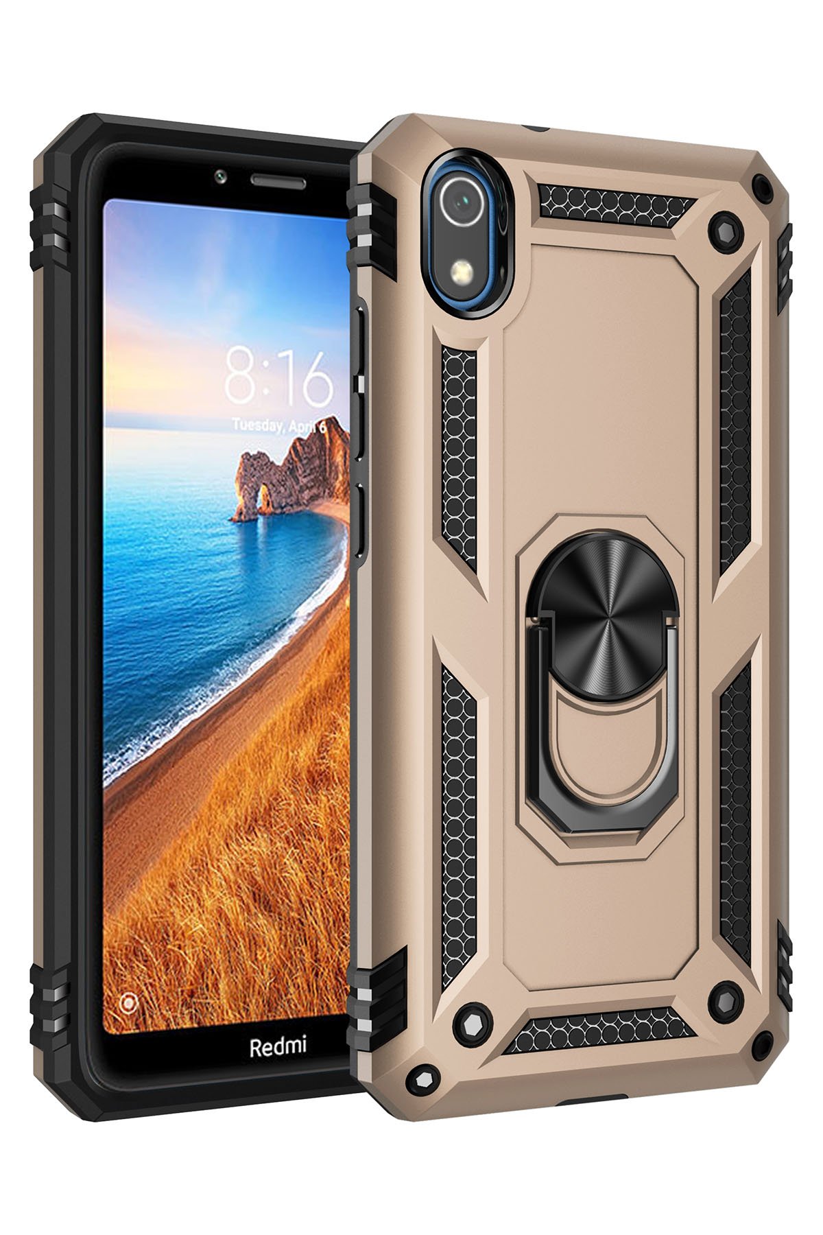 Redmi 7A Kılıf Sofya Yüzüklü Silikon Kapak - Gold Redmi 7A Kılıf Sofya Yüzüklü Silikon Kapak - Gold