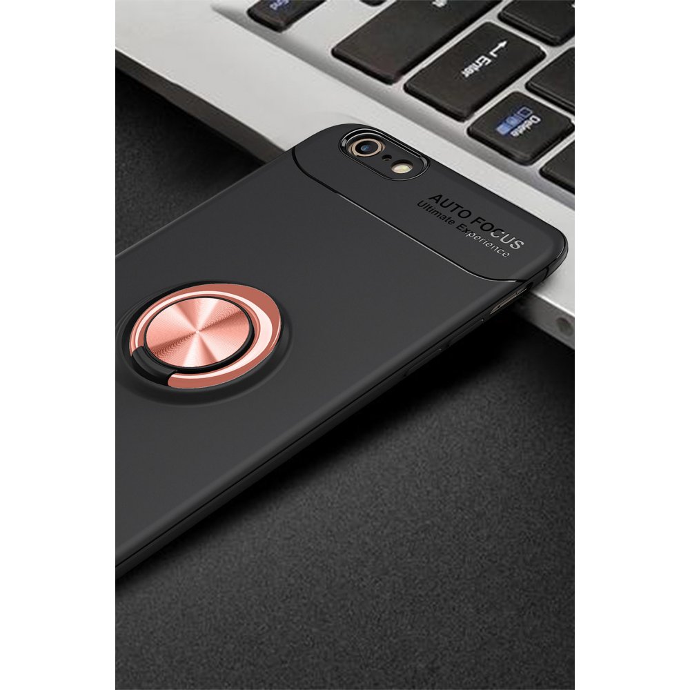 iPhone 6 Kılıf Range Yüzüklü Silikon - Siyah-Gold