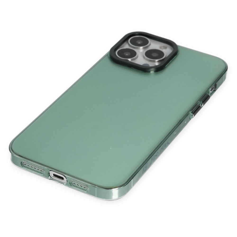  iPhone 13 Pro Max Kılıf Anka PC Sert Metal Kapak - Yeşil