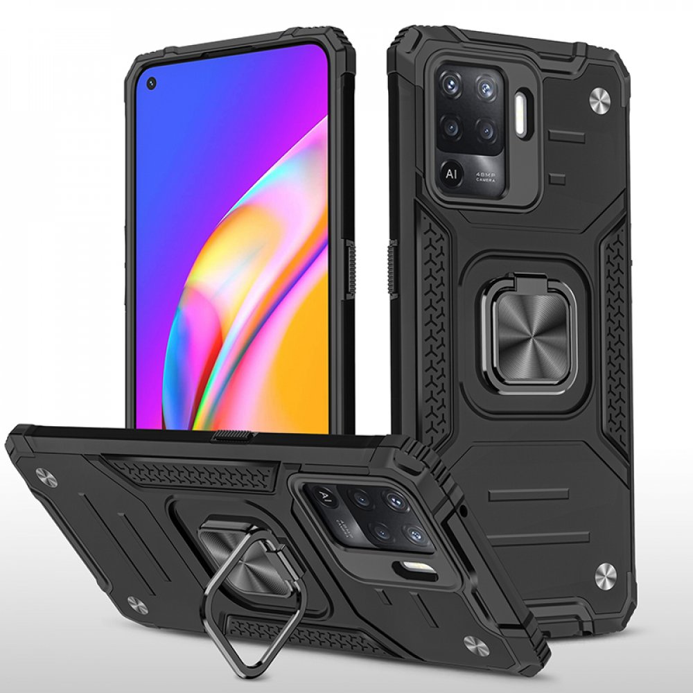  Oppo Reno 5 Lite Kılıf Zegna Yüzüklü Silikon Kapak - Siyah