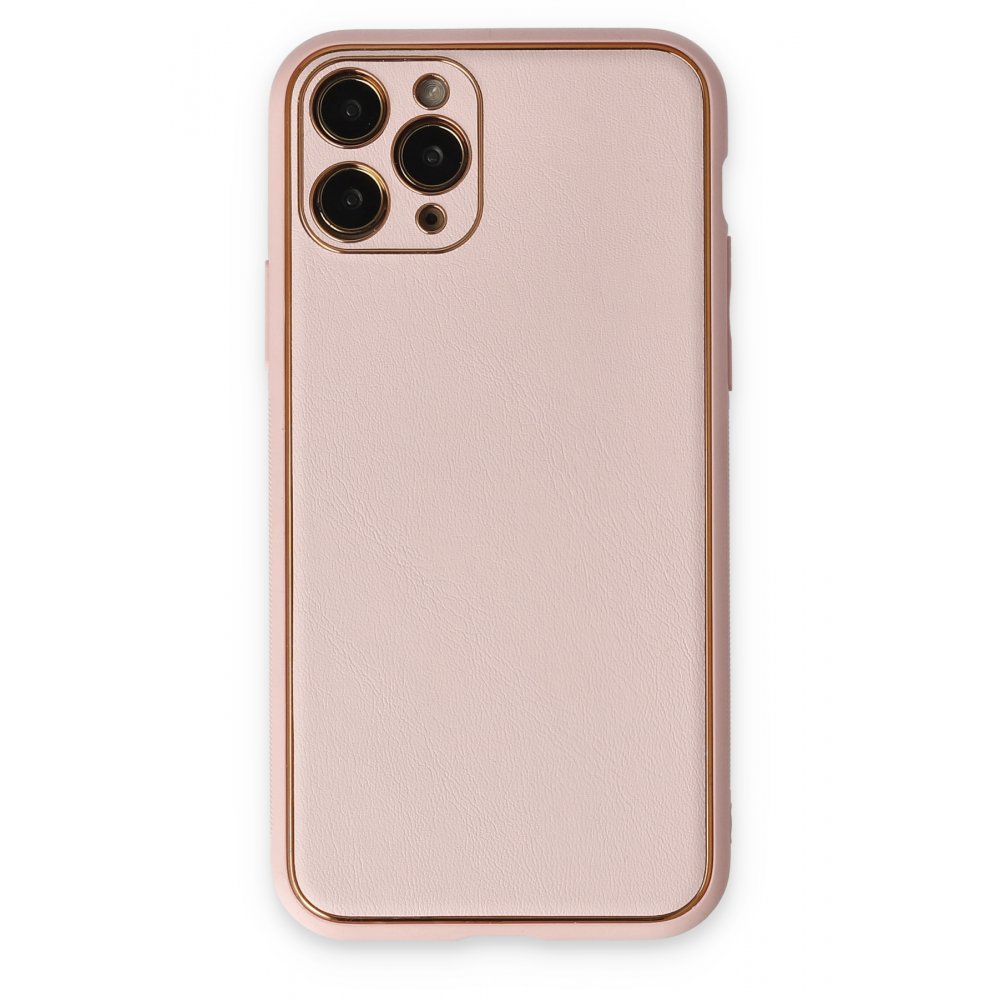  iPhone 11 Pro Kılıf Coco Deri Silikon Kapak - Pudra