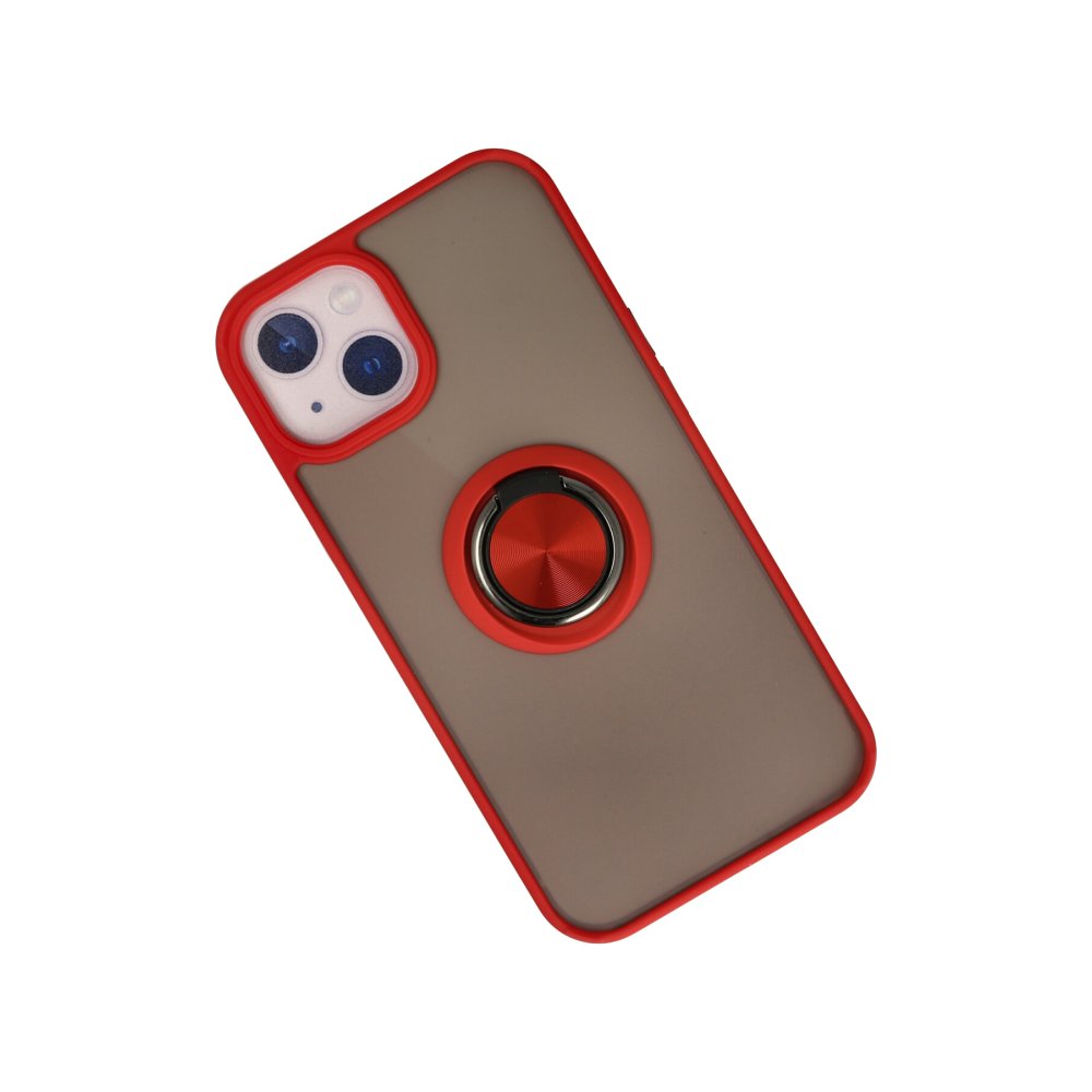 iPhone 15 Kılıf Montreal Yüzüklü Silikon Kapak - Kırmızı  iPhone 15 Kılıf Montreal Yüzüklü Silikon Kapak - Kırmızı