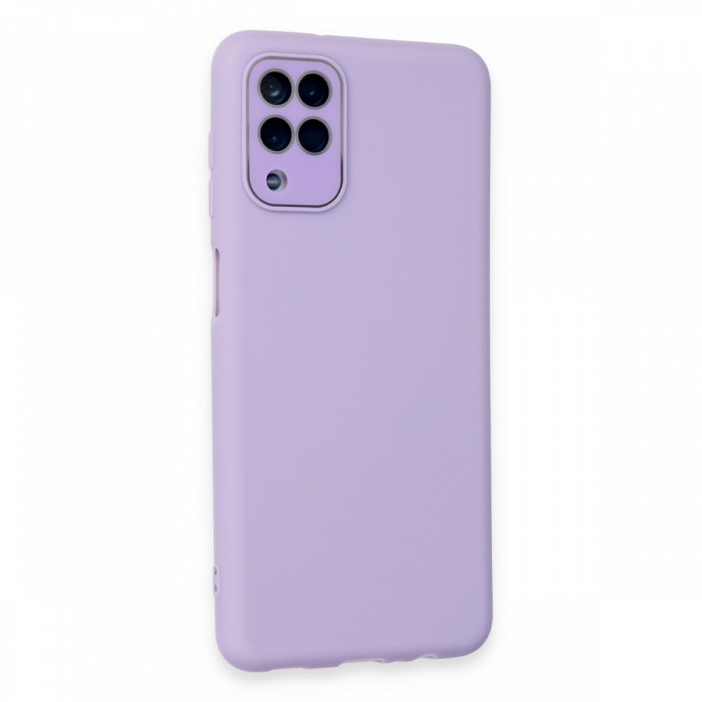  Samsung Galaxy M32 Kılıf Lansman Glass Kapak - Lila