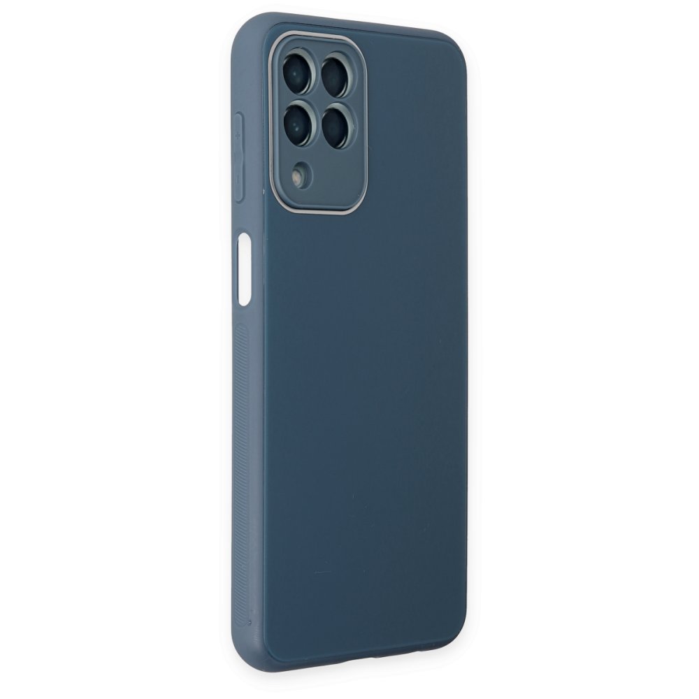 Samsung Galaxy M33 Kılıf Glass Kapak - Mavi