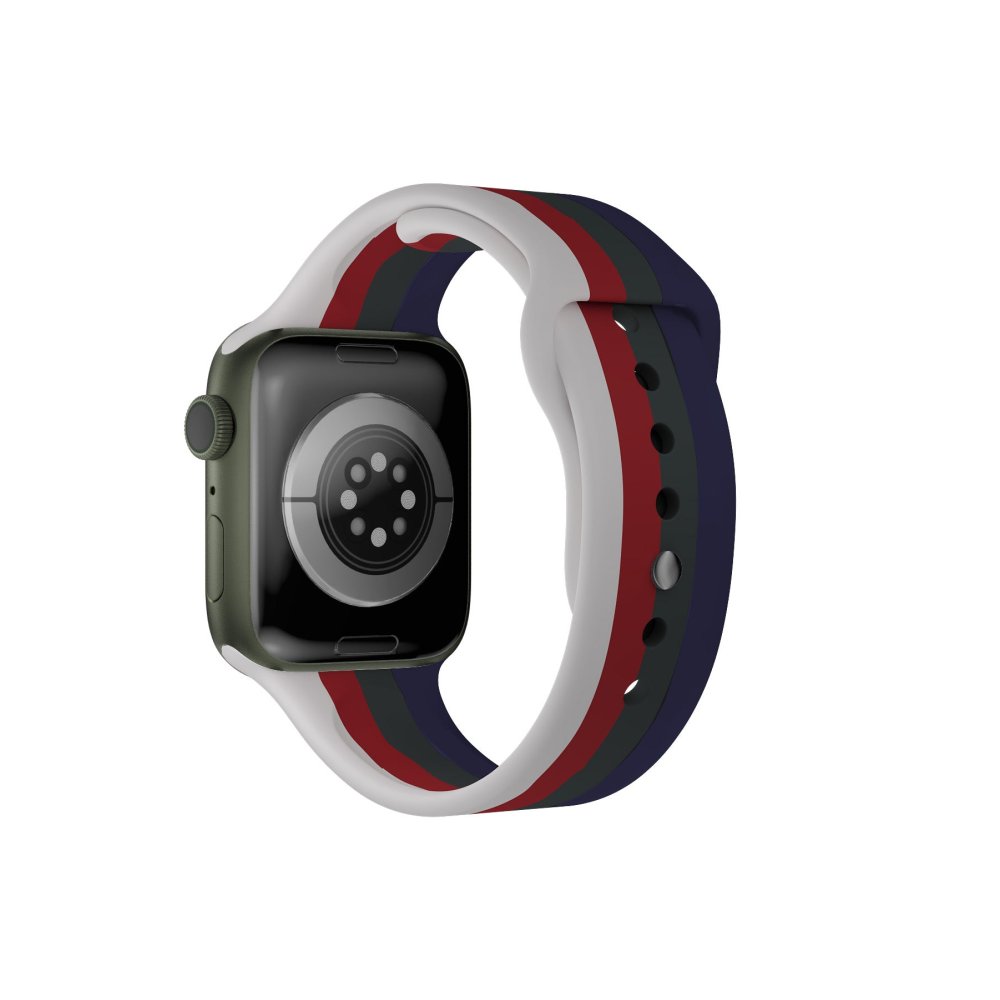  Apple Watch 41mm Gökkuşağı Org Kordon - Beyaz-Lacivert