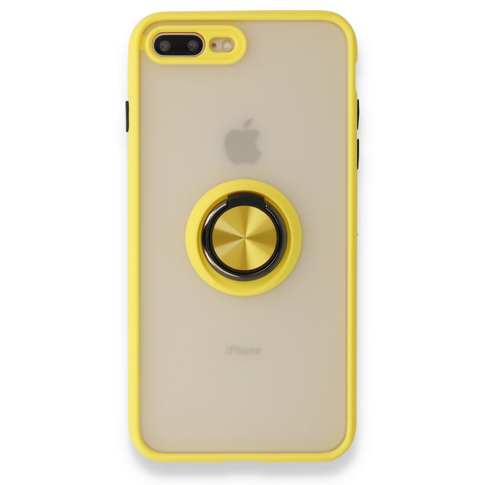 iPhone 8 Plus Kılıf Montreal Yüzüklü Silikon Kapak - Sarı iPhone 8 Plus Kılıf Montreal Yüzüklü Silikon Kapak - Sarı