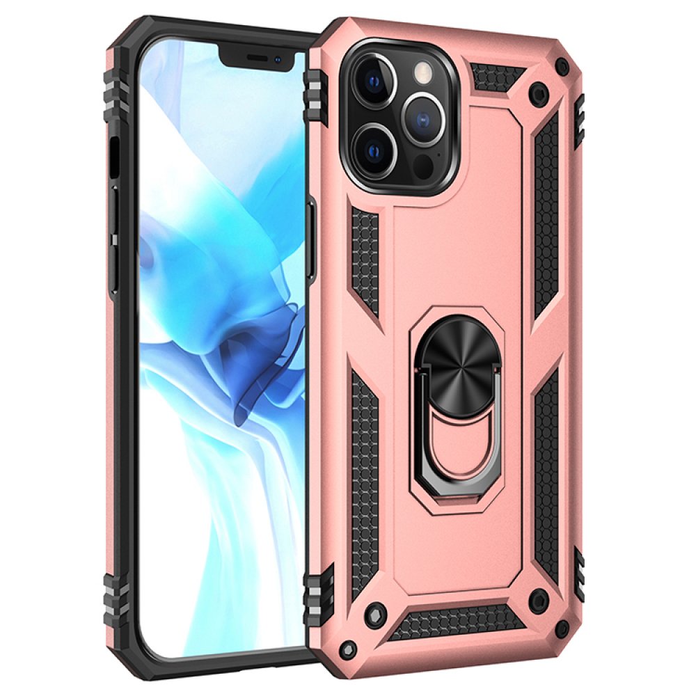  iPhone 12 Pro Kılıf Sofya Yüzüklü Silikon Kapak - Rose