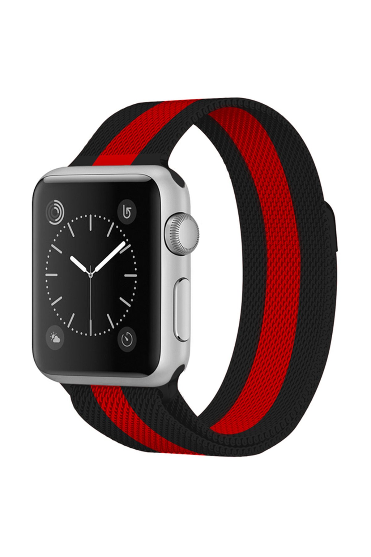  Apple Watch 38mm Metal Mıknatıslı Kordon - Siyah-Kırmızı