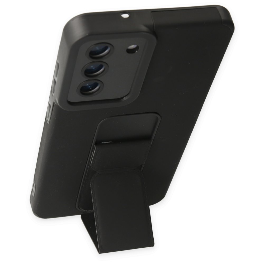  Samsung Galaxy S21 FE Kılıf Mega Standlı Silikon - Siyah