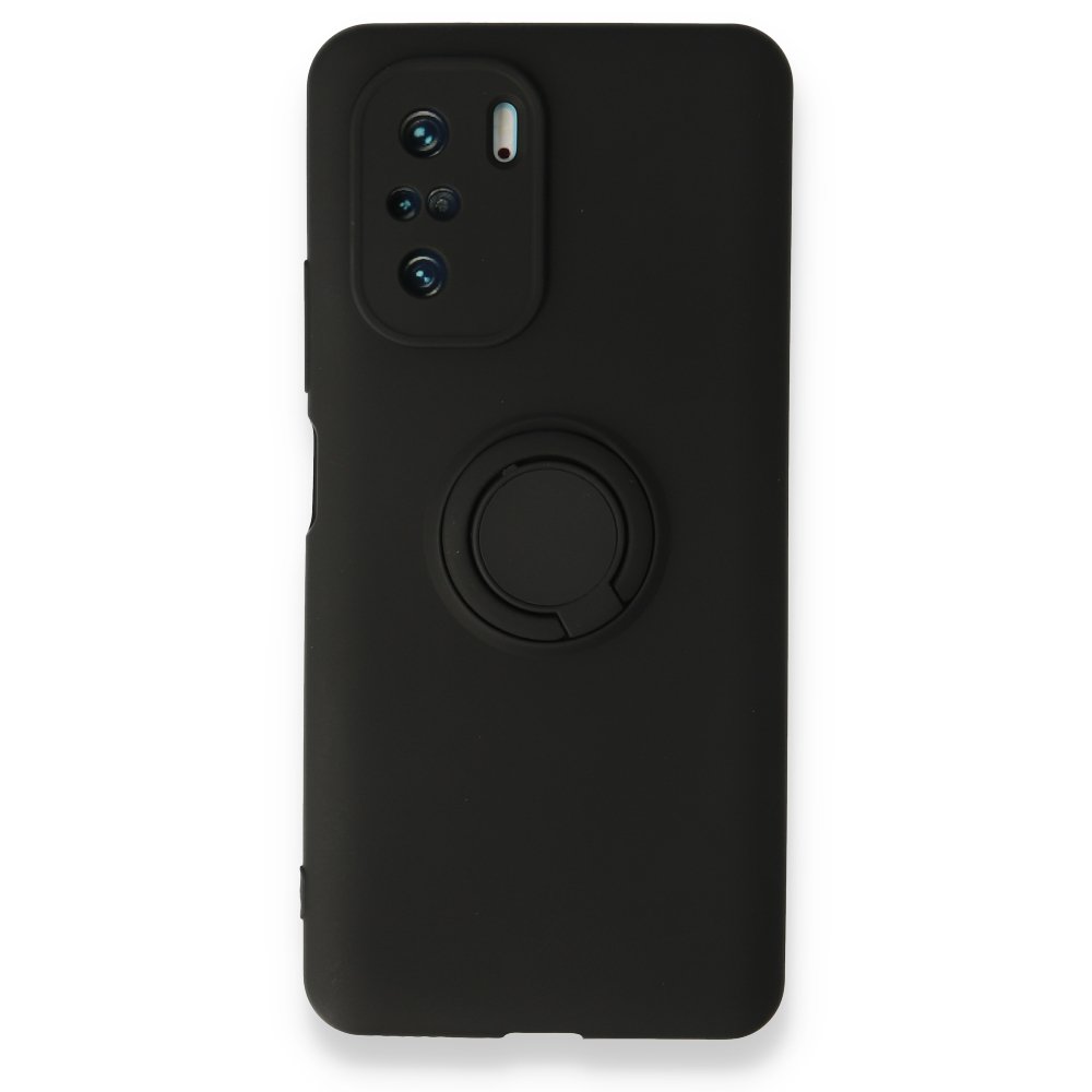 Redmi K40 Kılıf Viktor Yüzüklü Silikon - Siyah