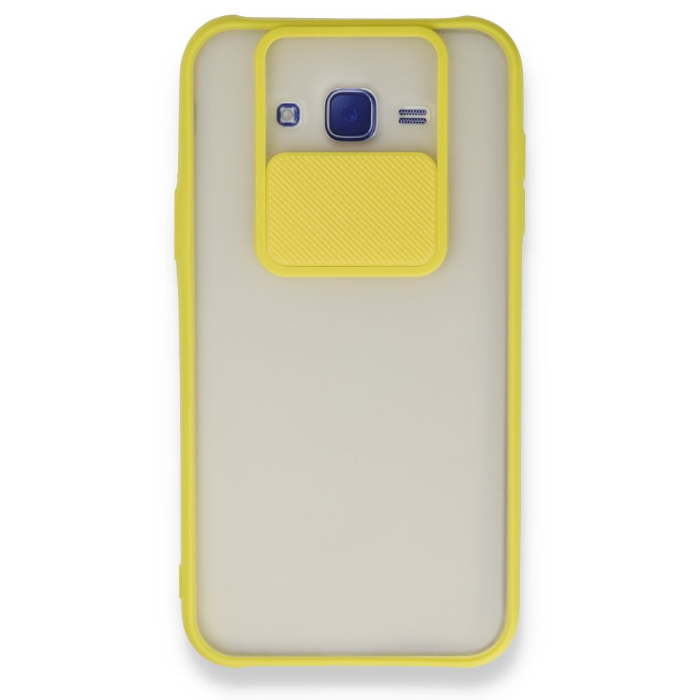  Samsung Galaxy J7 Kılıf Palm Buzlu Kamera Sürgülü Silikon - Sarı
