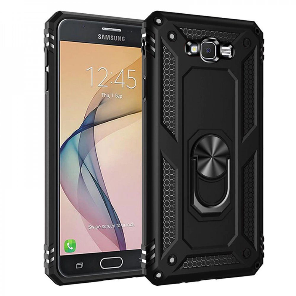  Samsung Galaxy J7 Kılıf Sofya Yüzüklü Silikon Kapak - Siyah