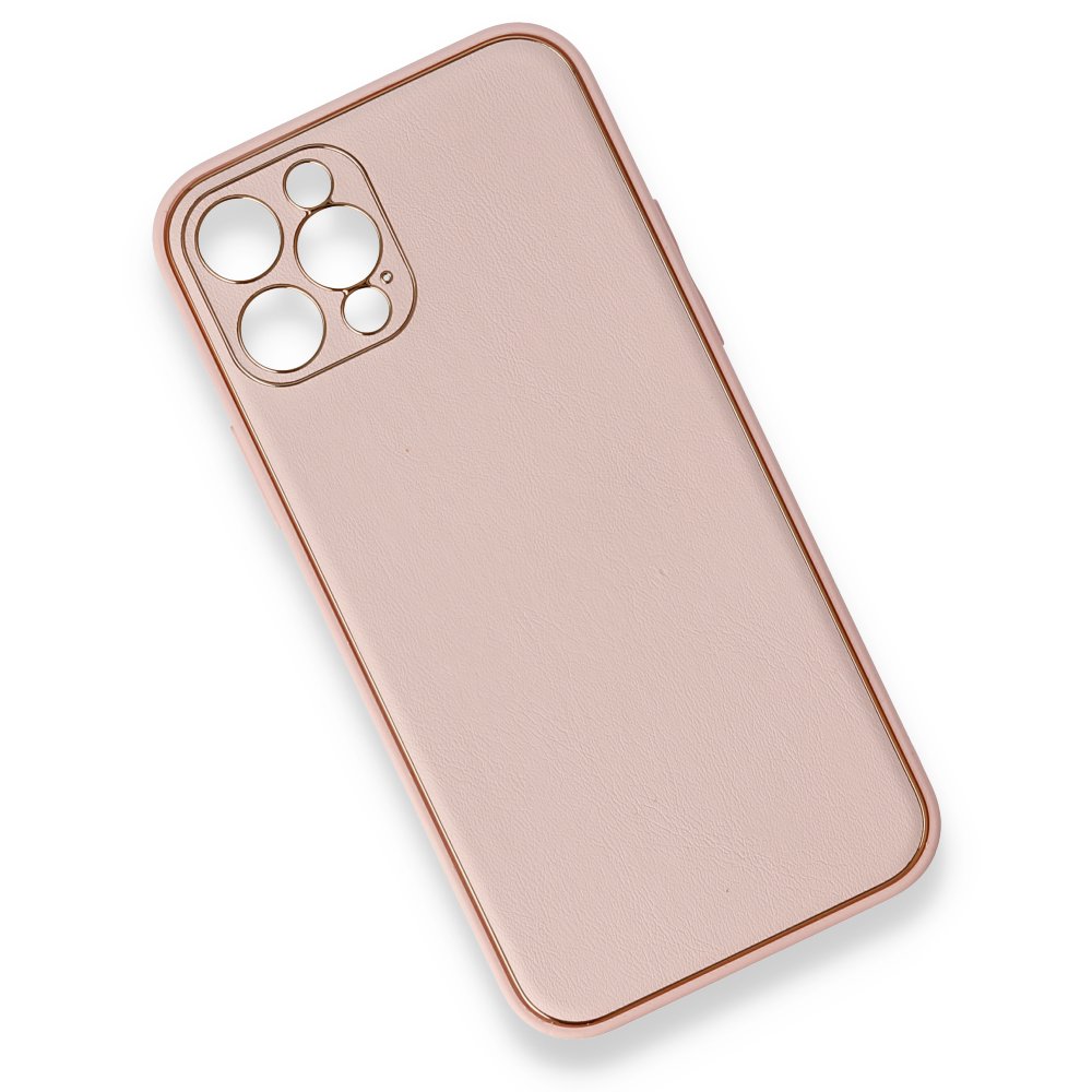 iPhone 12 Pro Kılıf Coco Deri Silikon Kapak - Pembe iPhone 12 Pro Kılıf Coco Deri Silikon Kapak - Pembe