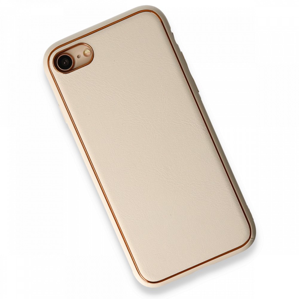 iPhone 8 Kılıf Coco Deri Silikon Kapak - Gold iPhone 8 Kılıf Coco Deri Silikon Kapak - Gold