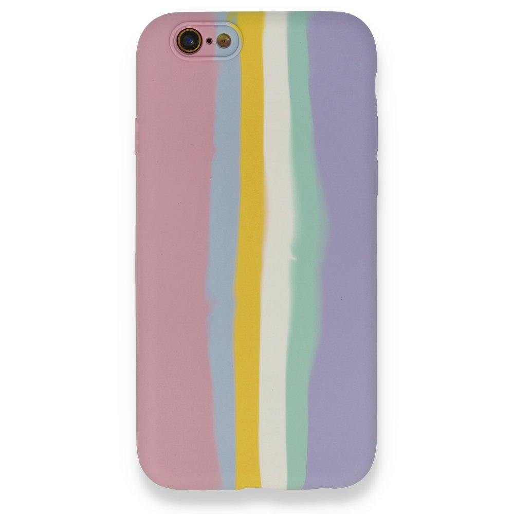  iPhone 6 Kılıf Ebruli Lansman Silikon - Pembe-Lila