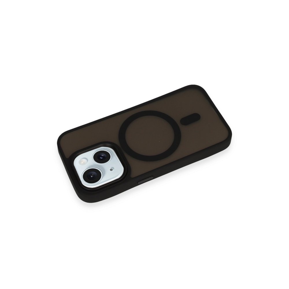  iPhone 15 Kılıf Oslo Magsafe Kapak - Siyah