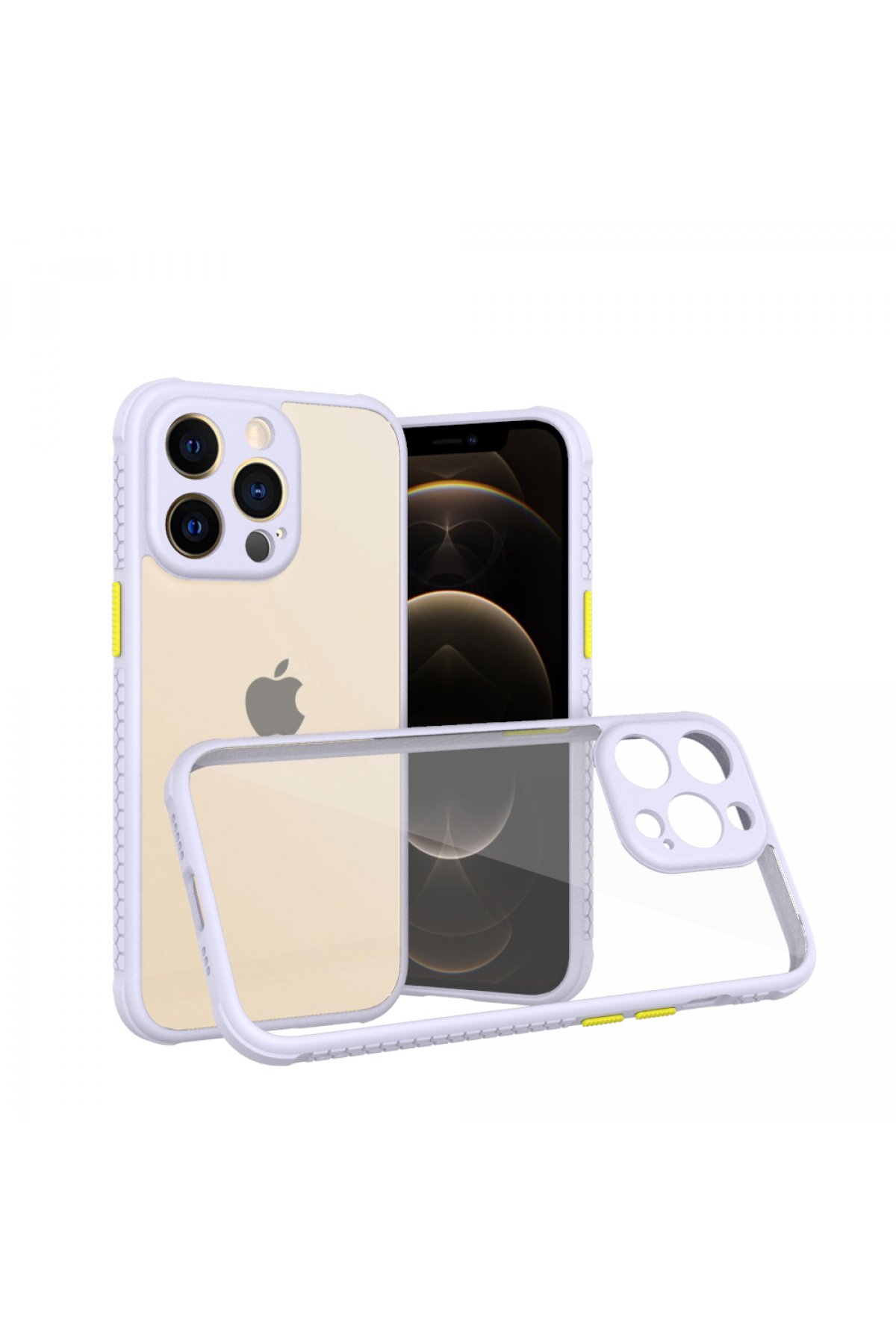  iPhone 13 Pro Kılıf Miami Şeffaf Silikon - Lila