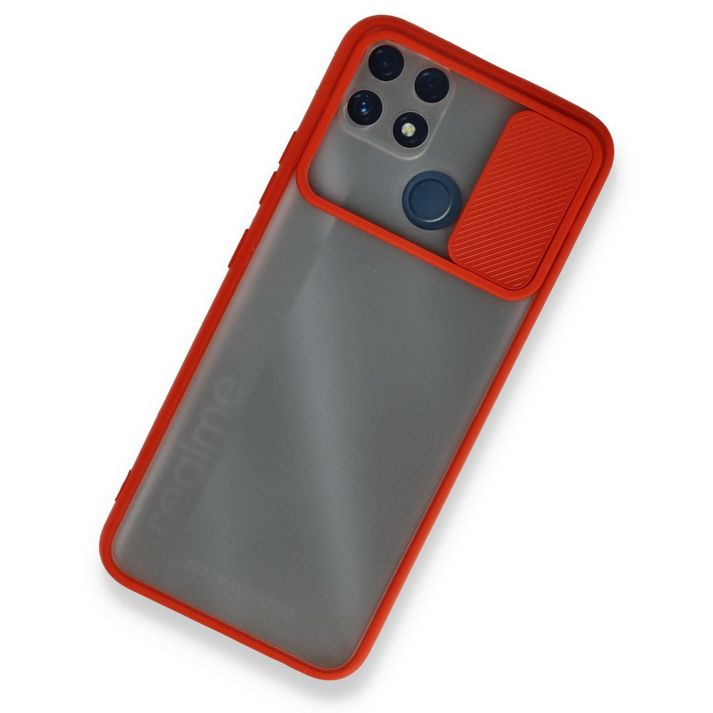 Realme C25s Kılıf Palm Buzlu Kamera Sürgülü Silikon - Kırmızı Realme C25s Kılıf Palm Buzlu Kamera Sürgülü Silikon - Kırmızı
