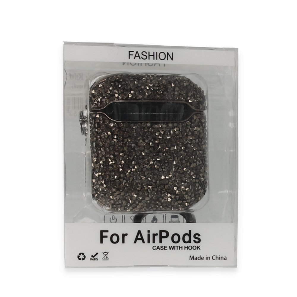  Airpods (1.nesil) Mira Taşlı Kılıf - Siyah