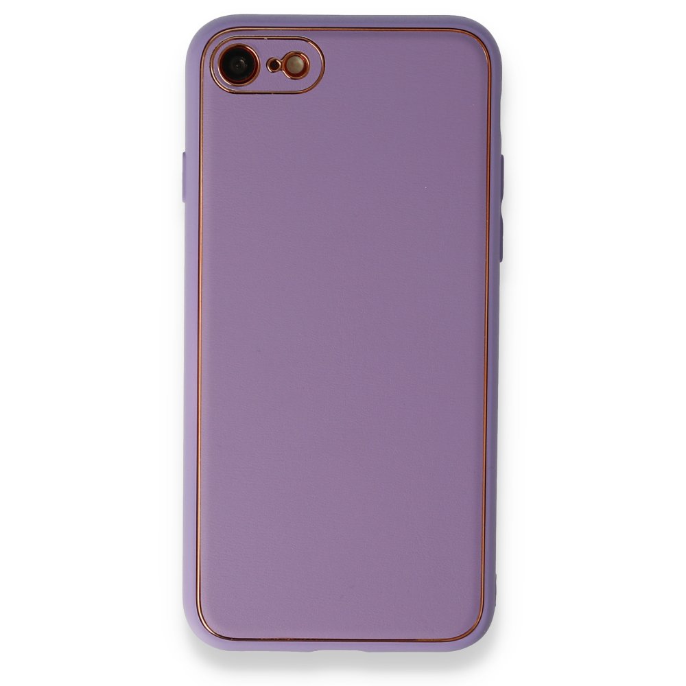 iPhone 8 Kılıf Coco Deri Silikon Kapak - Lila iPhone 8 Kılıf Coco Deri Silikon Kapak - Lila