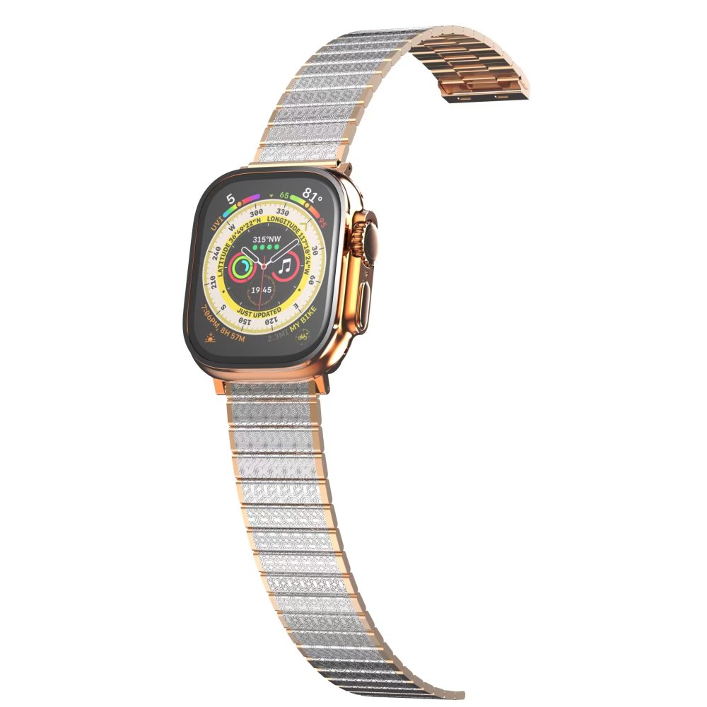  Apple Watch 45mm Made Metal Kordon - Gümüş-Rose Gold