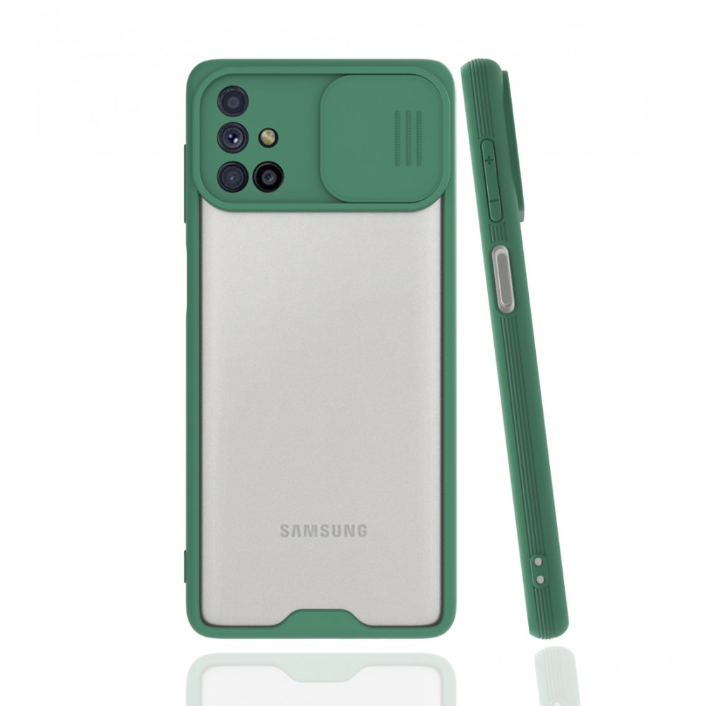  Samsung Galaxy M51 Kılıf Platin Kamera Koruma Silikon - Yeşil
