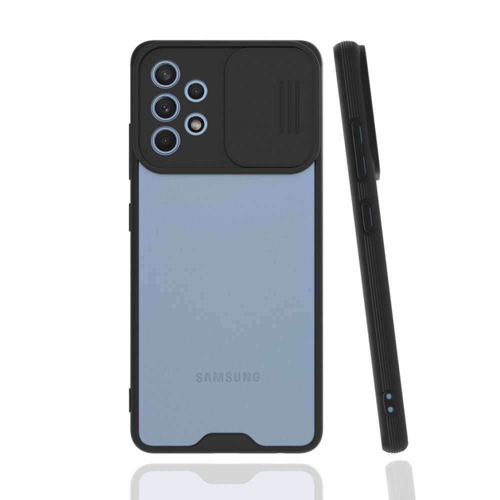  Samsung Galaxy A32 Kılıf Platin Kamera Koruma Silikon - Siyah