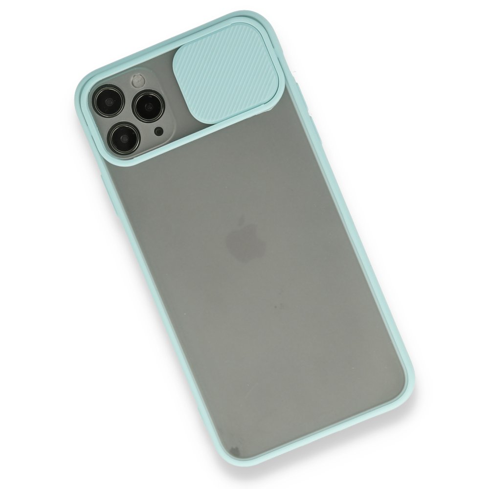  iPhone 11 Pro Max Kılıf Palm Buzlu Kamera Sürgülü Silikon - Turkuaz