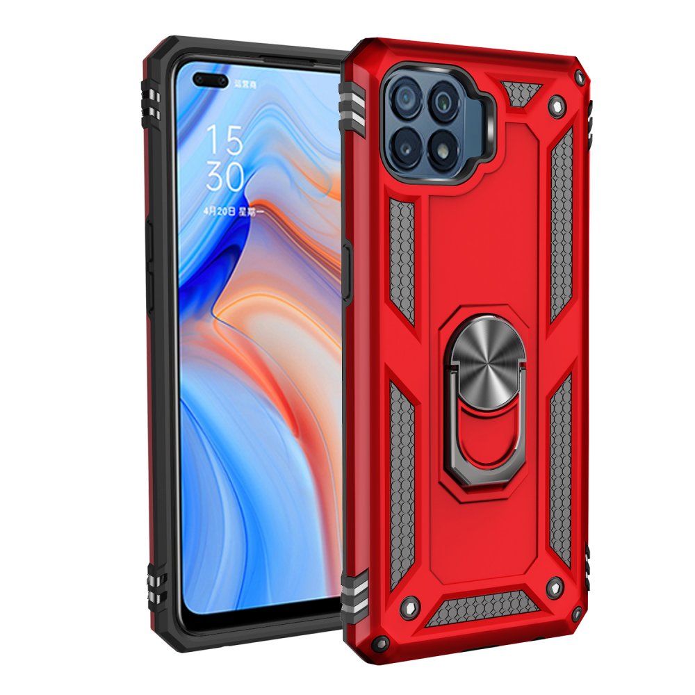 Oppo Reno 4 Lite Kılıf Sofya Yüzüklü Silikon Kapak - Kırmızı Oppo Reno 4 Lite Kılıf Sofya Yüzüklü Silikon Kapak - Kırmızı