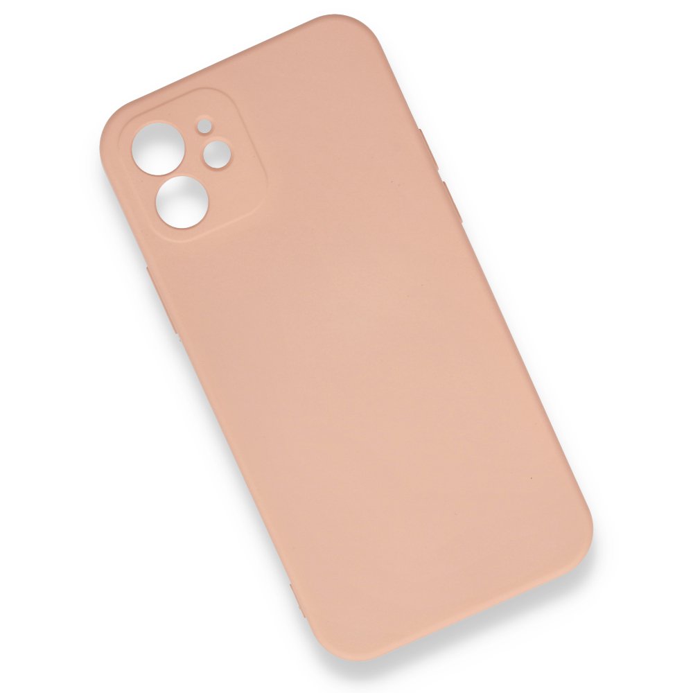  iPhone 12 Kılıf Nano içi Kadife Silikon - Pudra