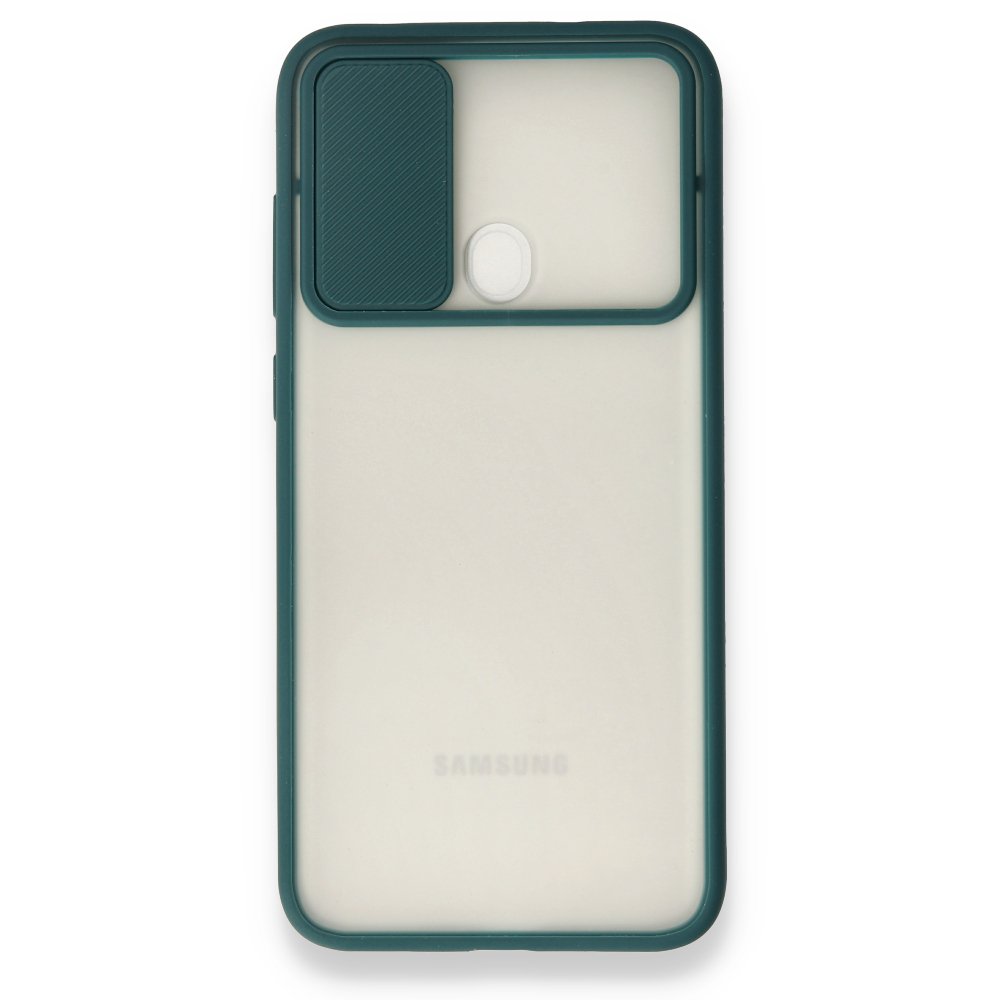 Samsung Galaxy M11 Kılıf Palm Buzlu Kamera Sürgülü Silikon - Yeşil