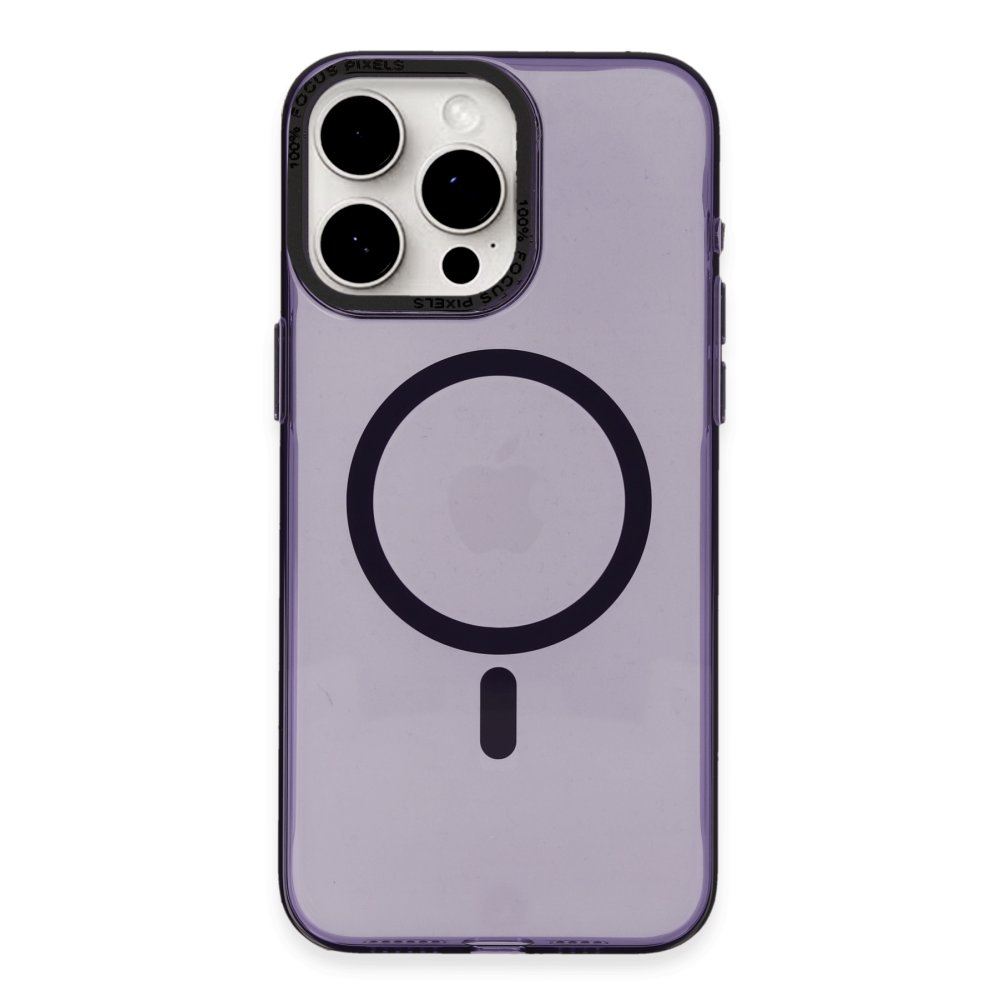  iPhone 15 Pro Max Kılıf Anka PC Magneticsafe Sert Metal Kapak - Mor